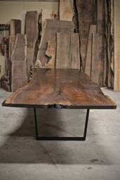 Claro Walnut Live Edge Dining Table - Conference Handmade Steel Base