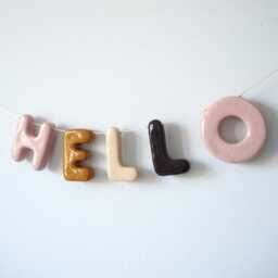 Hand-Painted Clay Hello Garland - Rustic Boho Wall Hanging Sign - thumbnail 3