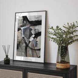 Armenia Map - Black & Grey Abstract Painting Of Wall Art Print Traval Poster - thumbnail 1