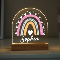 Personalised Led Nursery Lamp, Rainbow Light, Kids Night Light Gift, Baby Girl Birthday Gifts For Kids, Bedroom - thumbnail 4