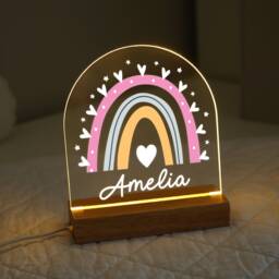 Personalised Led Nursery Lamp, Rainbow Light, Kids Night Light Gift, Baby Girl Birthday Gifts For Kids, Bedroom - thumbnail 3