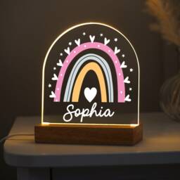 Personalised Led Nursery Lamp, Rainbow Light, Kids Night Light Gift, Baby Girl Birthday Gifts For Kids, Bedroom - thumbnail 2