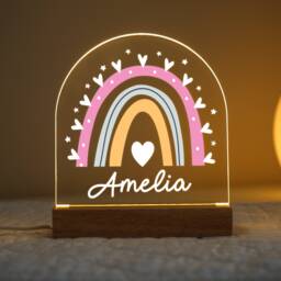 Personalised Led Nursery Lamp, Rainbow Light, Kids Night Light Gift, Baby Girl Birthday Gifts For Kids, Bedroom