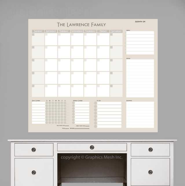 Dry Erase Command Center Wall Decal - Peel & Stick Family Planner Organizer With Calendar, Chore Chart, Menu, To Do List & Shopping - image 1