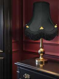 Traditional Black Fabric Roses Lampshade Handmade For Table & Floor Standard Lamps Shades, Wall Light Fixtures, Ceiling Pendant Fittings - thumbnail 1