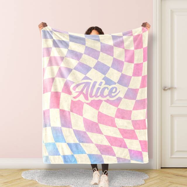 Personalized Grid Name Blanket For Baby/Kids/Youth/Adult, Birthday Gift, Baby Single Sided Printing , Christmas Gift - image 1