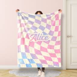 Personalized Grid Name Blanket For Baby/Kids/Youth/Adult, Birthday Gift, Baby Single Sided Printing , Christmas Gift - thumbnail 1