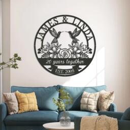 Personalized 50Th Anniversary Gift For Parents, Custom 50 Year Sign, Ruby Gift, Wedding Metal Wall Art - thumbnail 1