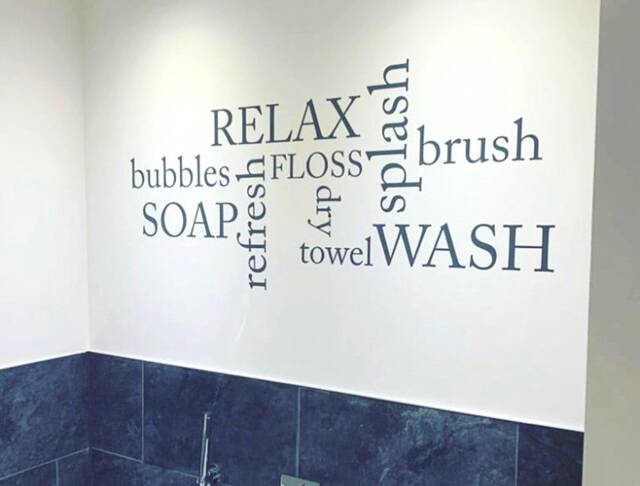 Bathroom Words Wall Decor Sticker, Art, Decor, Art For Bathrooms - image 1