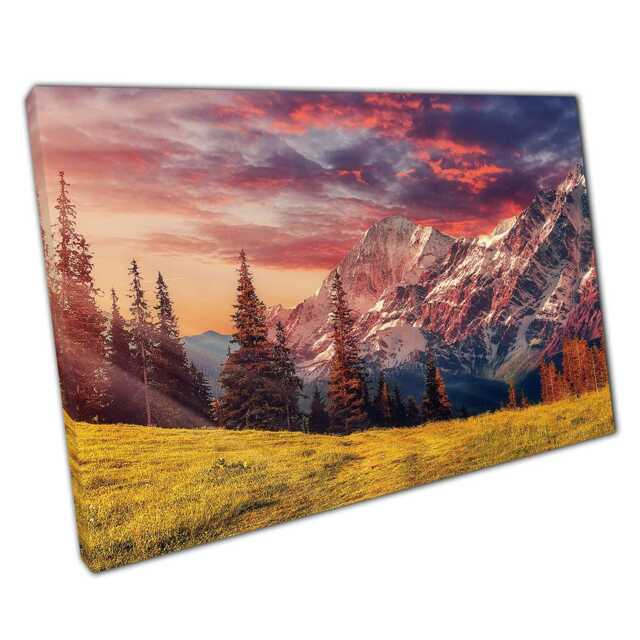 Alpine Highlands Canvas Print - Sunlit Sky Wall Art Decor For Home Office - image 1