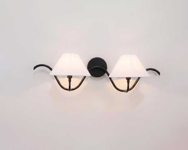 Wall Light Matte Black Dual Arm Sconce, Minimalist Industrial Fixture, Elegant Modern Bedside Lighting - image 1