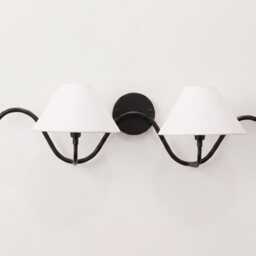 Wall Light Matte Black Dual Arm Sconce, Minimalist Industrial Fixture, Elegant Modern Bedside Lighting - thumbnail 2