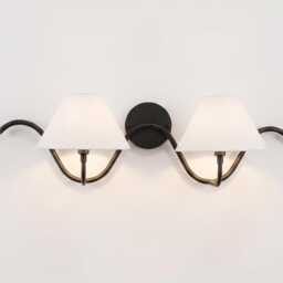 Wall Light Matte Black Dual Arm Sconce, Minimalist Industrial Fixture, Elegant Modern Bedside Lighting - thumbnail 3
