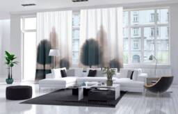 Set Of 2 Blackout Curtains, Room Divide Screen Wall Panel, Japanese Tree, Japan Design - thumbnail 1