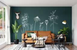 Hand-Drawn Vinyl Flower Wall Decals Large Floral Stickers, Easy Install - Pack 1 - thumbnail 1