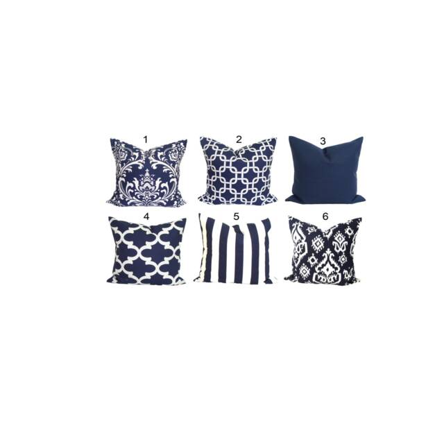 Navy Pillow Cover, Blue Throw Covers For 20x20, 16x16, 18x18 Pillows, All Sizes - image 1
