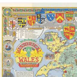 Historical Map Of Wales & Monmouth - Old Wall Print Holyhead Llandudno Rhyl Birkenhead Swansea Cardiff - thumbnail 2