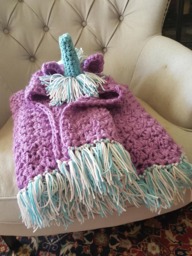 Unicorn Blanket, Purple Blue Teal Hood, Hooded Pink, Ready To Ship