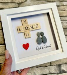Love Pebble Art, Personalised Gifts, Couple Gift For Boyfriend, Scrabble Gift, Best Valentines Wife Gifts Him - thumbnail 1