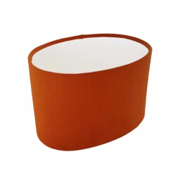 Oval Burnt Orange Lampshade in Velvet With White Lining - thumbnail 1
