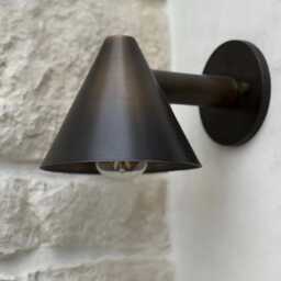 Handmade Brass Cone Wall Lamp, Modern Outdoor Down Light - thumbnail 2