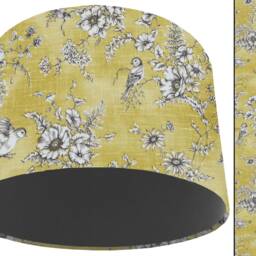 Bird Toile Lampshade Buttercup Yellow Ceiling Or Table Light - thumbnail 3