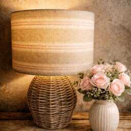 Linen Lampshade Or Ceiling Pink Stripes Natural Washed French Linen - thumbnail 2