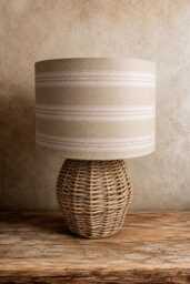 Linen Lampshade Or Ceiling Pink Stripes Natural Washed French Linen