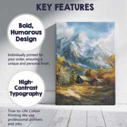 Snow Capped Mountain Cabin Rustic Countryside Landscape Canvas Wall Art Print Decor Picture Ready To Hang - thumbnail 2
