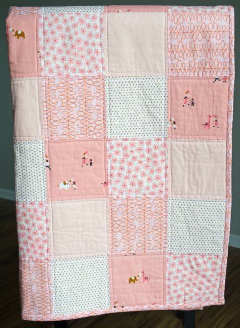 Baby Girl Quilt. Shower Gift. Patchwork Blanket. Minky Baby Whimsical - image 1