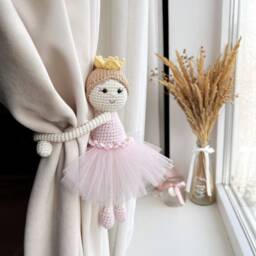 Ballerina Princess Curtain Tieback Princess Tie Back Nursery Girl Nursery Decor - thumbnail 3
