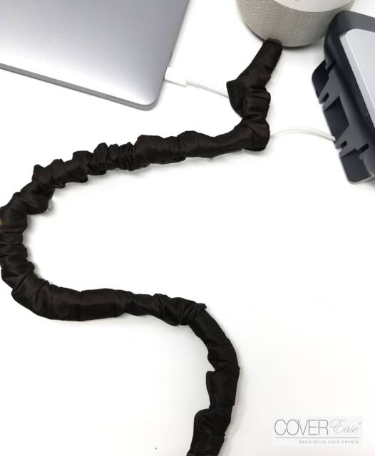 Black Silk Lamp Cord Cover, Hook & Loop, 9 Ft - image 1
