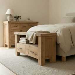 Reclaimed Oak End Of Bed Bench With Storage, Modern Rustic Bedroom Design - thumbnail 4