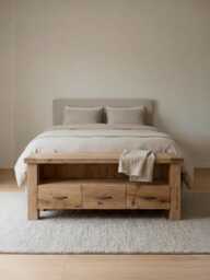Reclaimed Oak End Of Bed Bench With Storage, Modern Rustic Bedroom Design