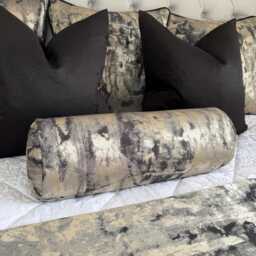 "Elegant Black Gold Bolster Cushion, Bed Cushion 16"" X 6" - thumbnail 4