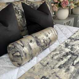 "Elegant Black Gold Bolster Cushion, Bed Cushion 16"" X 6" - thumbnail 2