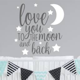 Love You To The Moon & Back, Nursery Wall Sticker Decal - thumbnail 1