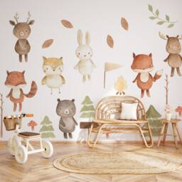 Watercolor Forest Animals Nursery Wall Decal Peel & Stick Fabric Stickers - thumbnail 2