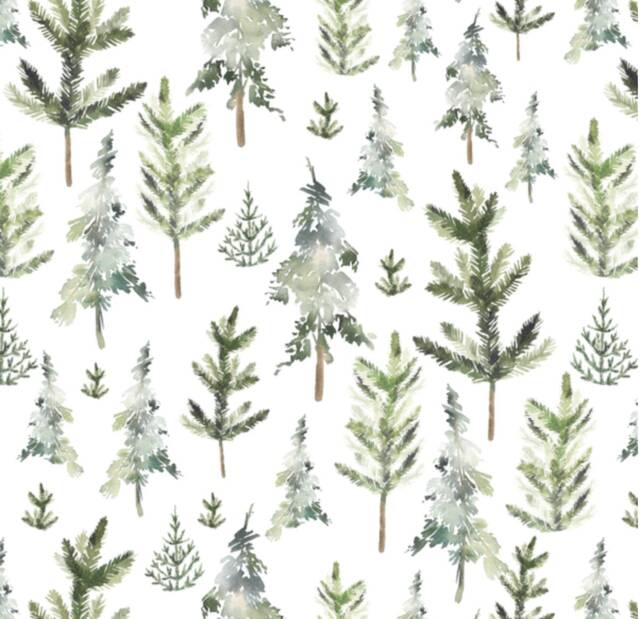 Woodland Crib Sheet - Green Forest Baby Bedding Watercolor Pine Tree Nursery Fitted Or Changing Pad Cover - image 1