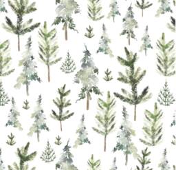 Woodland Crib Sheet - Green Forest Baby Bedding Watercolor Pine Tree Nursery Fitted Or Changing Pad Cover