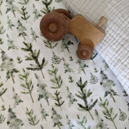 Woodland Crib Sheet - Green Forest Baby Bedding Watercolor Pine Tree Nursery Fitted Or Changing Pad Cover - thumbnail 3