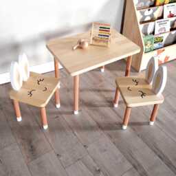 Kids Wooden Table & Chair Set For Playroom Nursery Decor - thumbnail 1