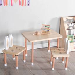 Kids Wooden Table & Chair Set For Playroom Nursery Decor - thumbnail 2