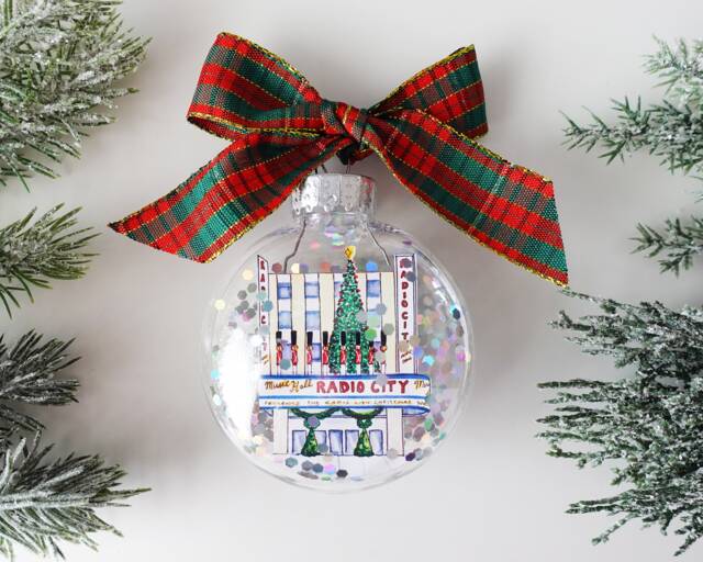 Radio City Nyc Glitter Christmas Ornament/New York Ornament, in Nyc, 6Th Avenue, Souvenir, Historic Landmark - image 1