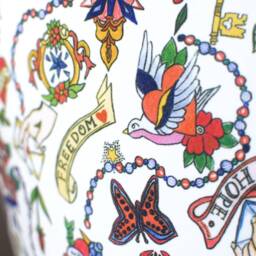 True Love Tattoo Lampshade Silver Lining, 20cm To 45cm ?? For Ceiling Or Lamp Base, Handmade By Vivid Shades - thumbnail 3