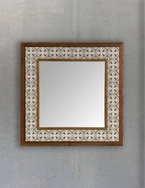 Handmade Ceramic Tile Mirror Decorative Wall Hanging, Home Decor, Water Based Paint, Wooden Frame, Mosaic Tile, Christmas Gift - image 1
