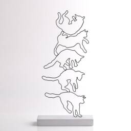 Handmade Cat Wire Sculpture Abstract Metal Art, Shelf Decor - thumbnail 2