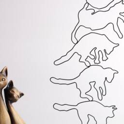 Handmade Cat Wire Sculpture Abstract Metal Art, Shelf Decor - thumbnail 3