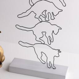 Handmade Cat Wire Sculpture Abstract Metal Art, Shelf Decor - thumbnail 4