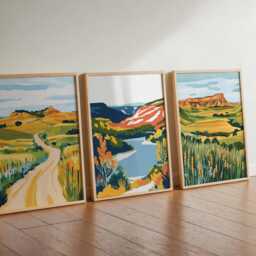 Set Of 3 North Dakota Posters, Usa Travel Prints, Nature Wall Art Sets, Scenic Poster State Landscape Decor - thumbnail 2